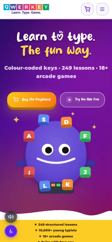 Qwerkey learning website on mobile