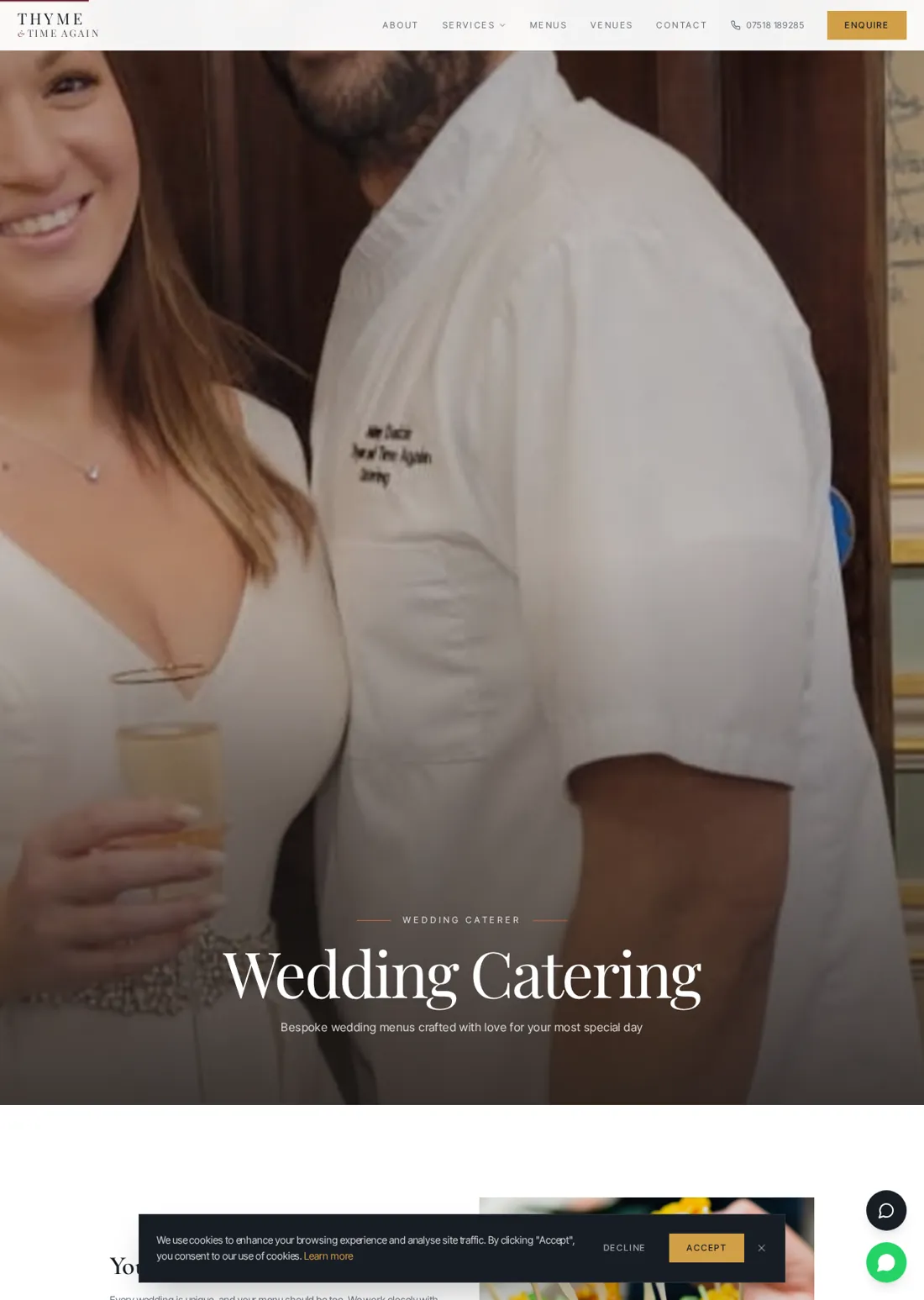 Thyme and Time Again wedding catering page