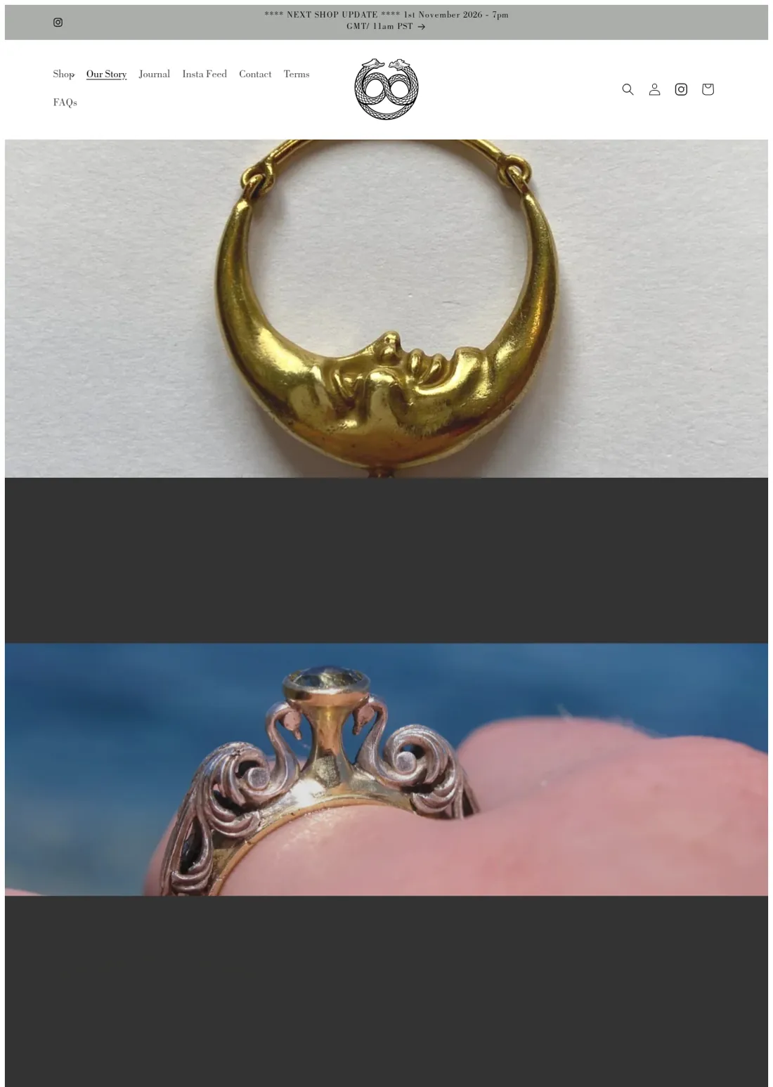 What The Trunk Jewels story page with close-up jewellery photography