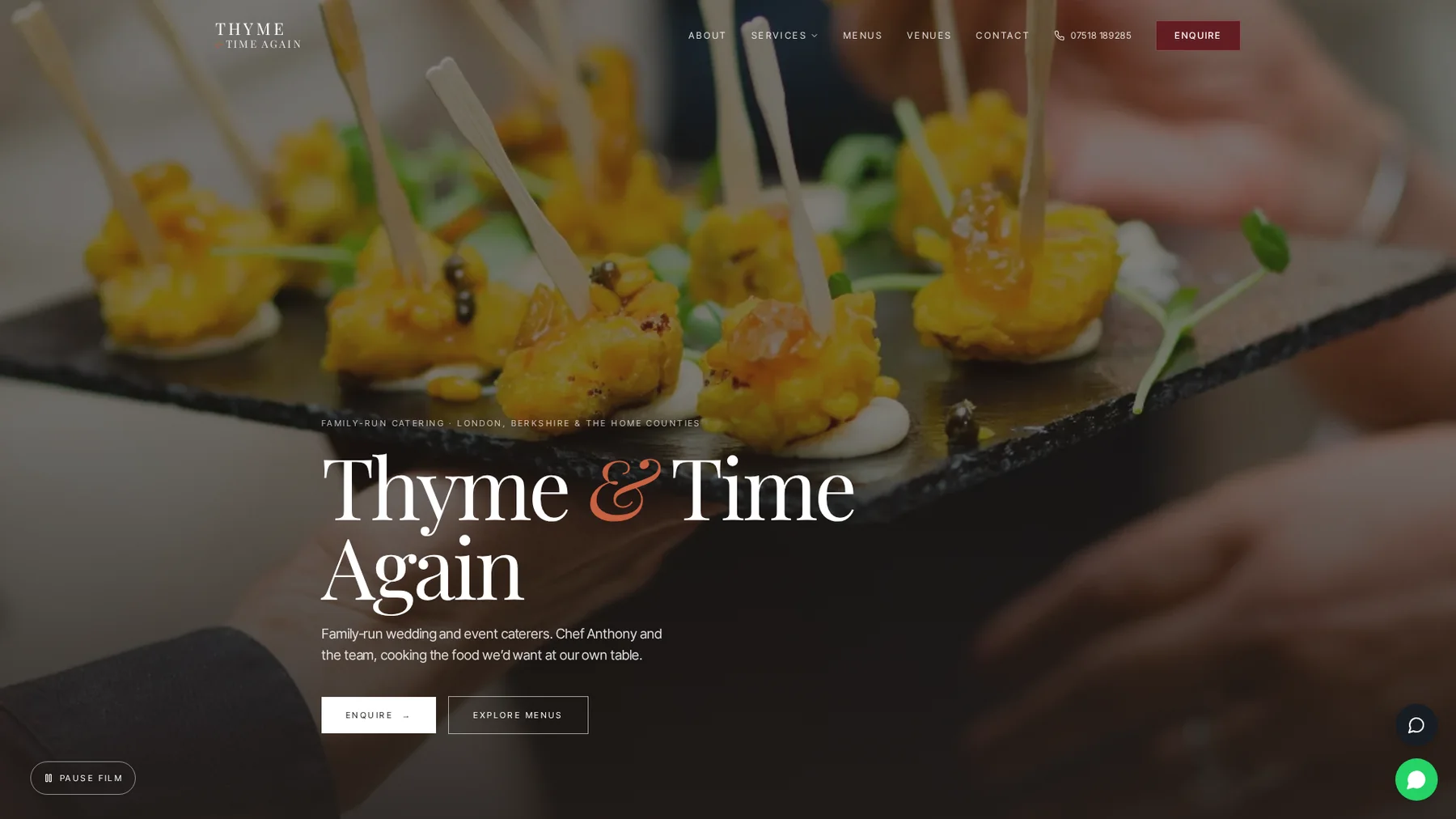 Thyme & Time Again — Catering website and connected enquiry journey