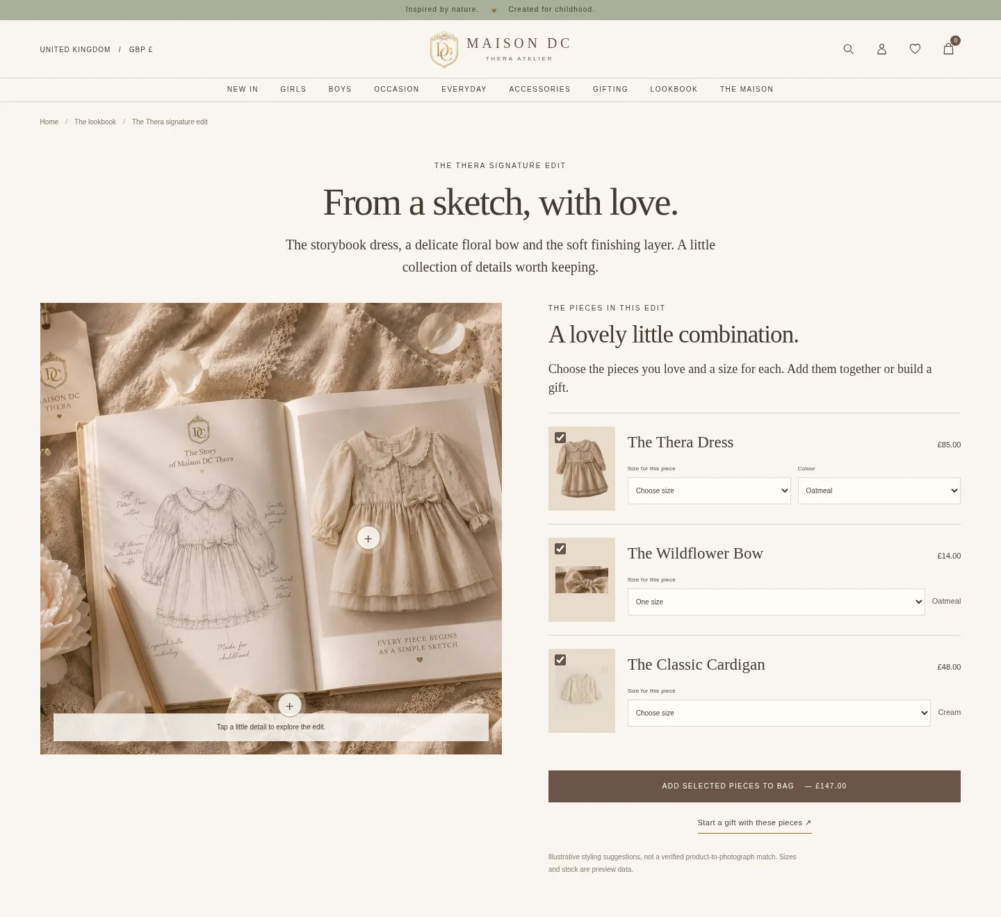Maison DC shoppable lookbook design supplied by the project