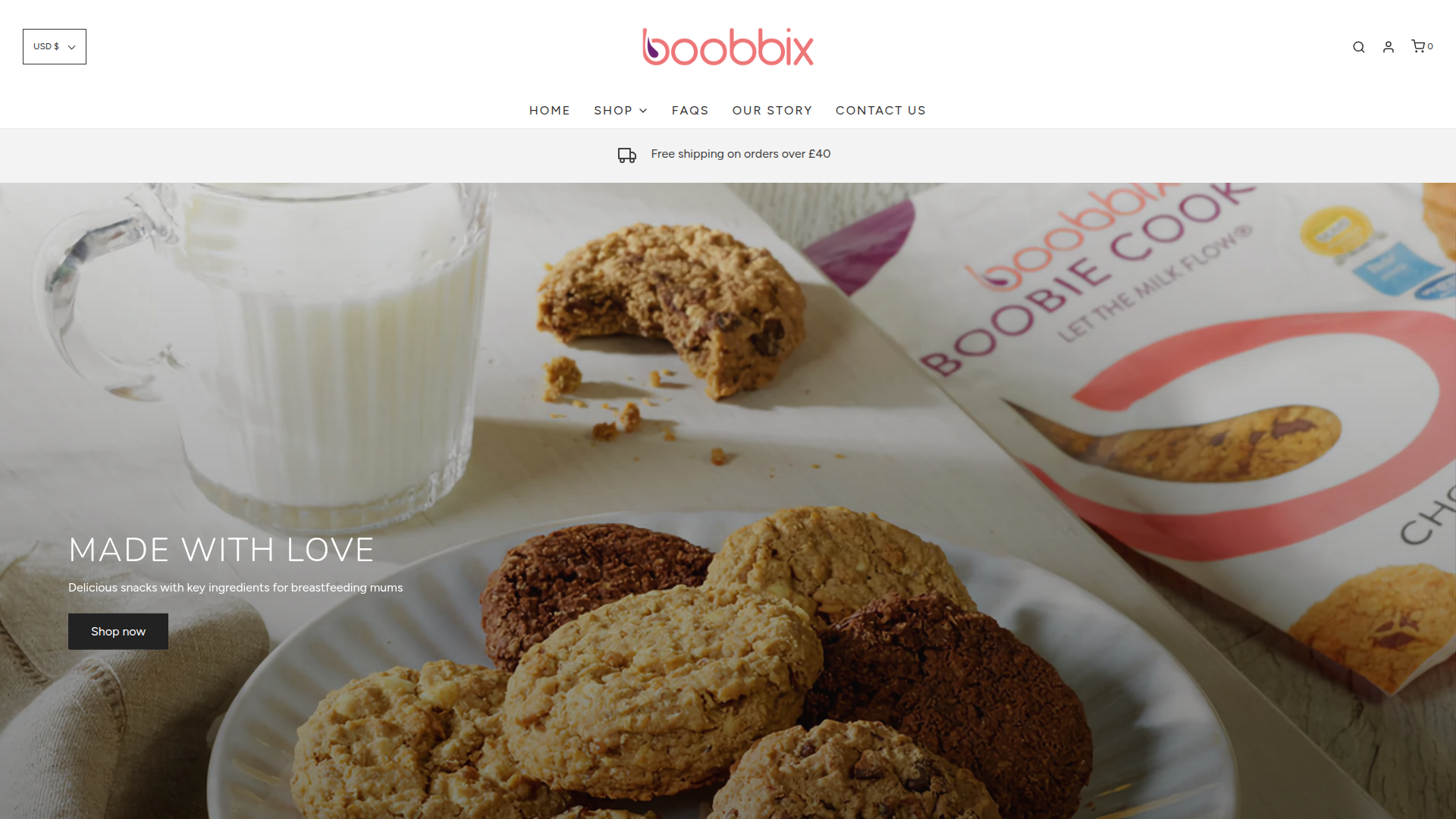Boobbix — Shopify store for lactation cookies and breastfeeding support snacks