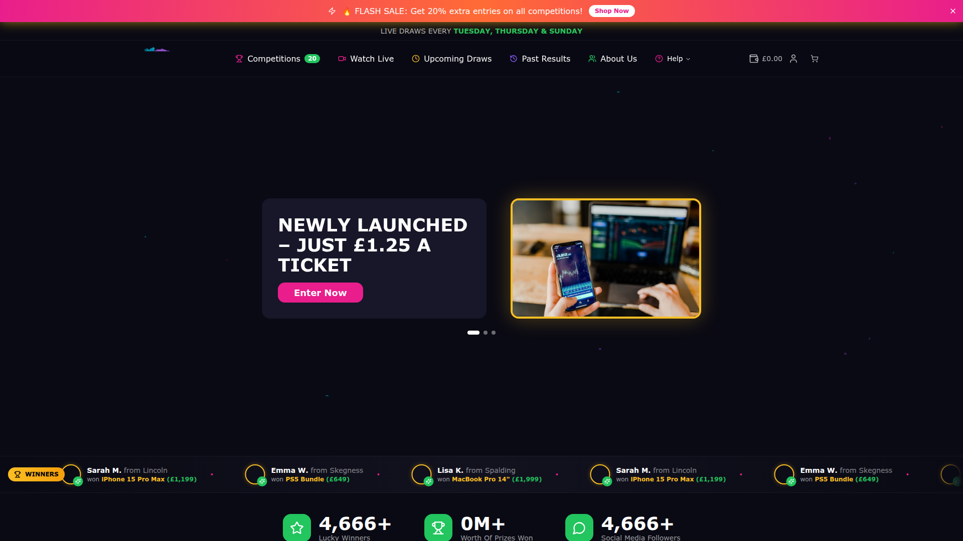 Competition Websites — High-converting competition and raffle platforms designed to maximise entries and drive engagement.
