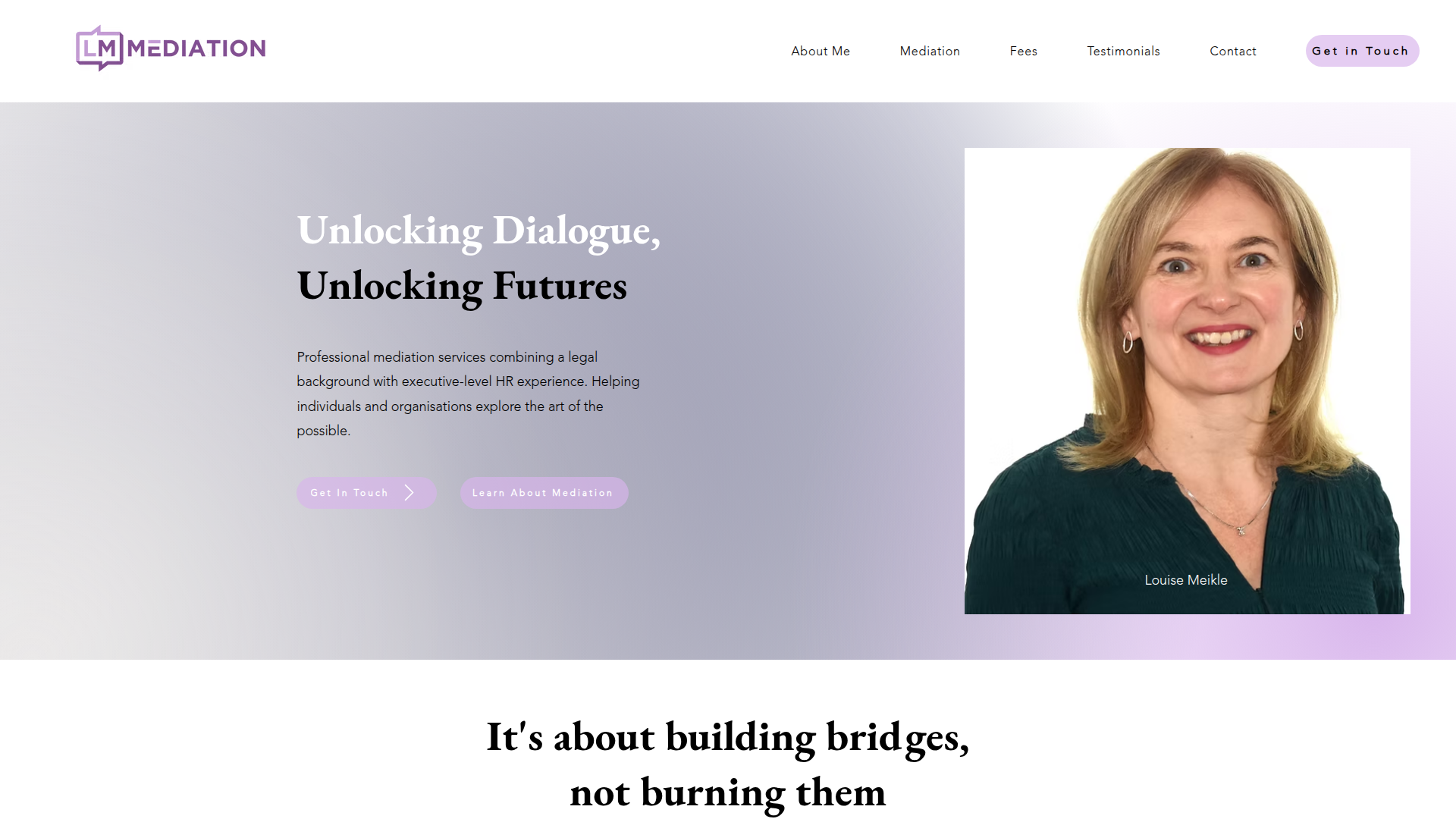 LM Mediation website designed by WebKatie