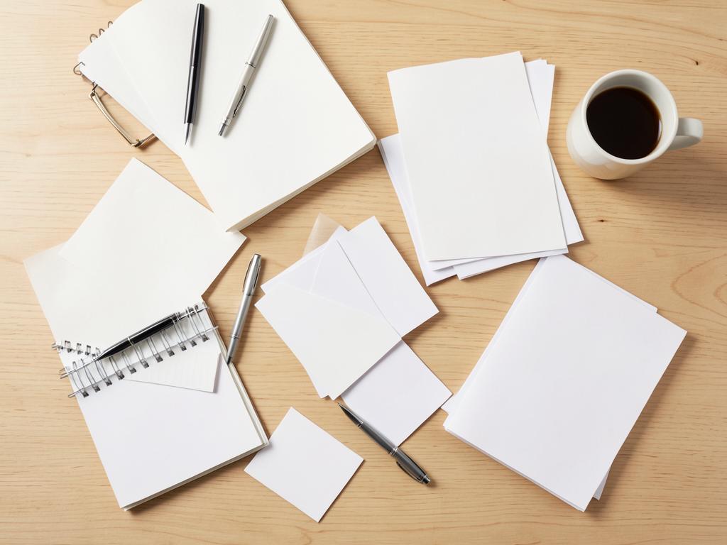Notebooks and planning cards laid out on a workshop table